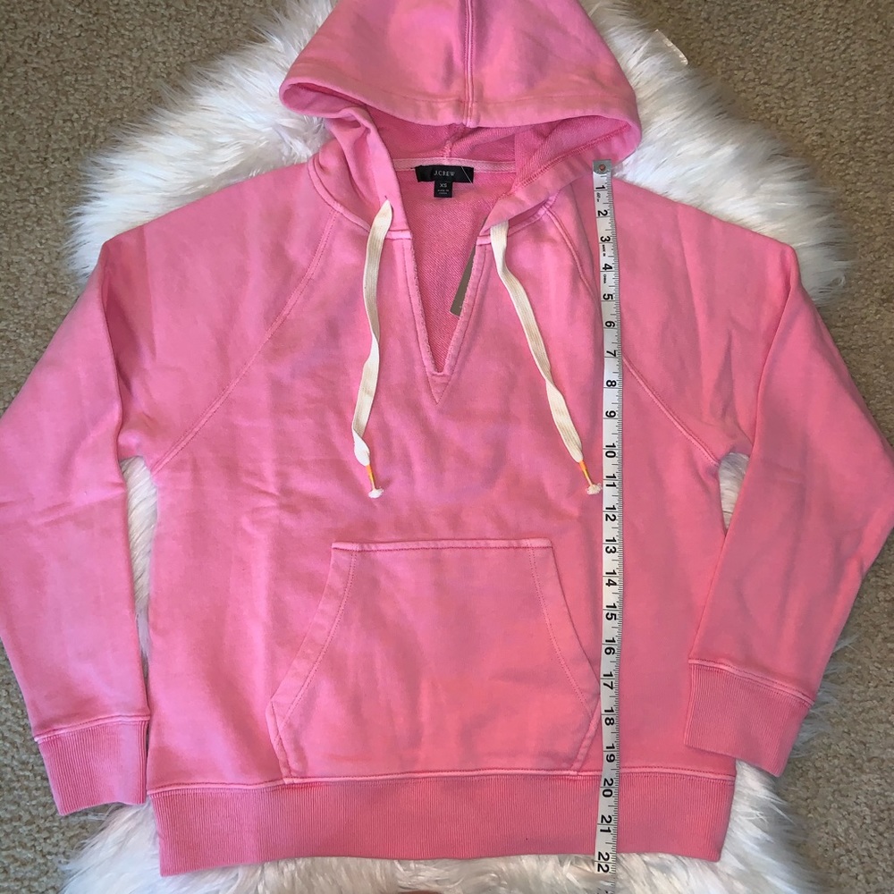 NWT J Crew V Neck Pink Hoodie XS - Picture 5 of 8